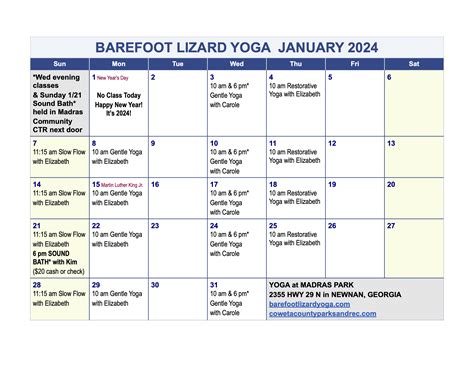 lizard yoga schedule|barefoot lizard yoga schedule.